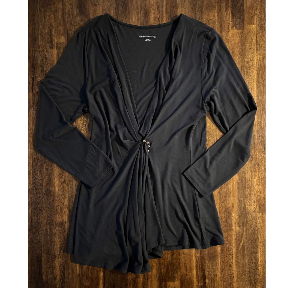 Soft Surroundings Women’s XL Top Bouchet Faux Wrap V Neck Soft Modal Stretch